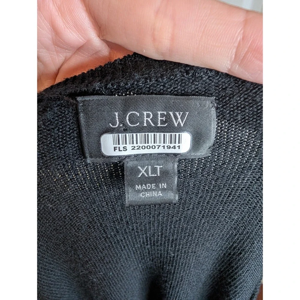 J.Crew Merino Wool Sweater Mens XLT Black Crewneck Long Sleeve Tall Fine Knit
